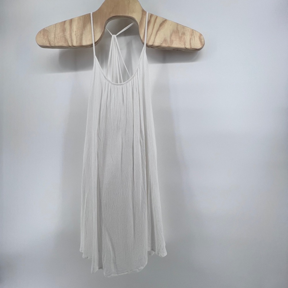 Roxy Womens White Strappy Racerback Gauze Mini Dress Beach Coverup Size Medium
